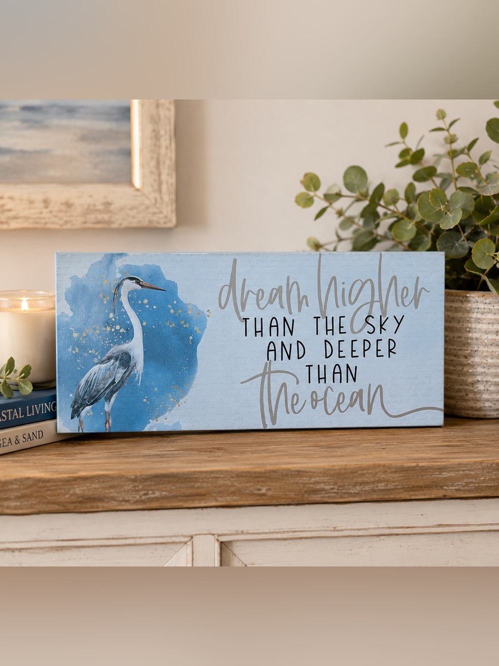 Inspirational Blue and White Heron Wall Art